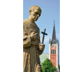 Rzeźba św. Maksymiliana Kolbe w Porąbce Uszewskiej.